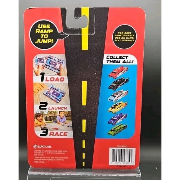 Original Flat 2 Fast Card Racers #62 Blue & Launcher New - Picture 2 of 2